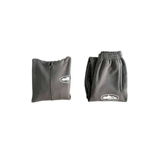 ENSEMBLE JOGGING CORTEIZ island puff print zip set- Grey