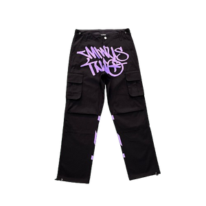 CARGO MINUS TWO - Black Graff Cargos (Purple Logo)