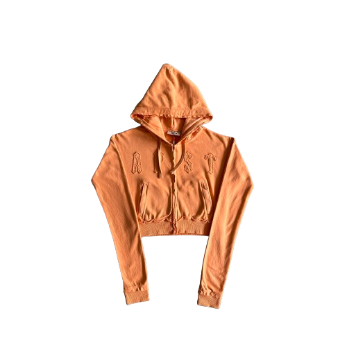 ENSEMBLE TRAPSTAR JOGGING BADDIES irongate cropped batwing zip hoodie-washed - orange