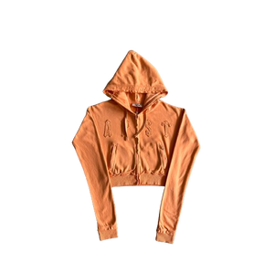 ENSEMBLE TRAPSTAR JOGGING BADDIES irongate cropped batwing zip hoodie-washed - orange