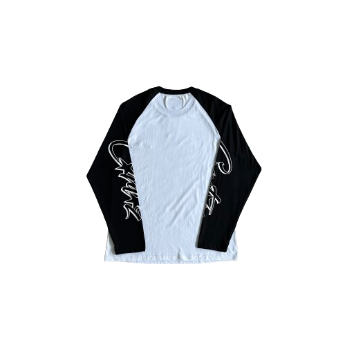 T-SHIRT CORTEIZ Contrast color shoulder long sleeve tee - WHITE/BLACK