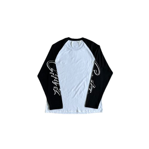 T-SHIRT CORTEIZ Contrast color shoulder long sleeve tee - WHITE/BLACK