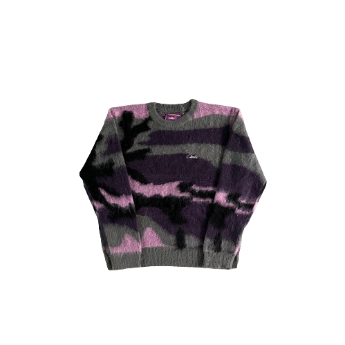 PULL CORTEIZ - Mohair Purple Camo Knitted Jumper