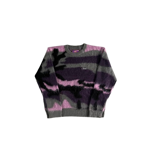 T-SHIRT CORTEIZ BADDIES -  Mohair  Camo Knitted Jumper Purple