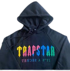 ENSEMBLE JOGGING TRAPSTAR - DECODED TRAPSTAR CHENILLE HOODIE BLACK (RAINBOW)