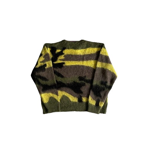 PULL CORTEIZ Mohair Camo Knitted Jumper - GREEN YELLOW BROWN PULL CORTEIZ Mohair Camo Knitted Jumper - GREEN YELLOW BROWN