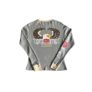 T-SHIRT CORTEIZ - Cold Eagle Print Waffle Long-sleeve GRIS