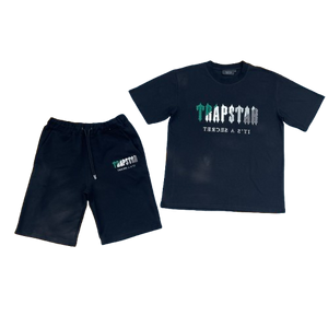 ENSEMBLE SHORT X T-SHIRT TRAPSTAR Chenille decoded chort set - BLACK/GREEN