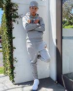 ENSEMBLE JOGGING TRAPSTAR CHENILLE DECODED HOODIE - GREY/ORANGE