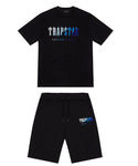 ENSEMBLE SHORT X T-SHIRT TRAPSTAR Chenille decoded chort set-ice flavors - BLACK/BLUE