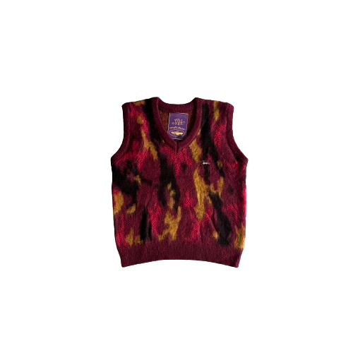 T-SHIRT CORTEIZ BADDIES-  Mohair Knit Sweater Vest Red Yellow Black Camo