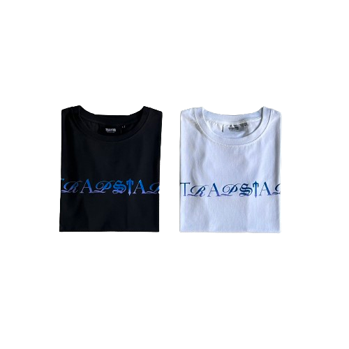 T-SHIRT TRAPSTAR script fade tee- Black/Blue