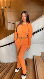 ENSEMBLE TRAPSTAR JOGGING BADDIES irongate cropped batwing zip hoodie-washed - orange