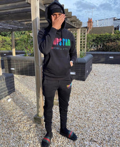 ENSEMBLE JOGGING TRAPSTAR - DECODED TRAPSTAR CHENILLE HOODIE BLACK (RAINBOW)