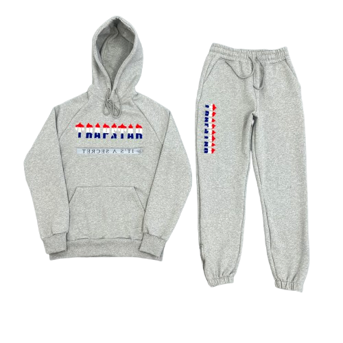ENSEMBLE JOGGING TRAPSTAR - DECODED HOODED REVOLUTION CHENILLE GREY- (RED , WHITE, BLUE)