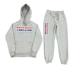 ENSEMBLE JOGGING TRAPSTAR - DECODED HOODED REVOLUTION CHENILLE GREY- (RED , WHITE, BLUE)