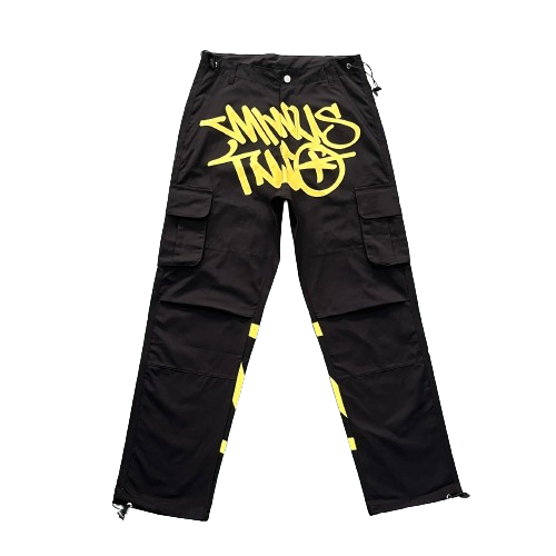 CARGO MINUS TWO - Black Graff Cargos (Yellow Logo)