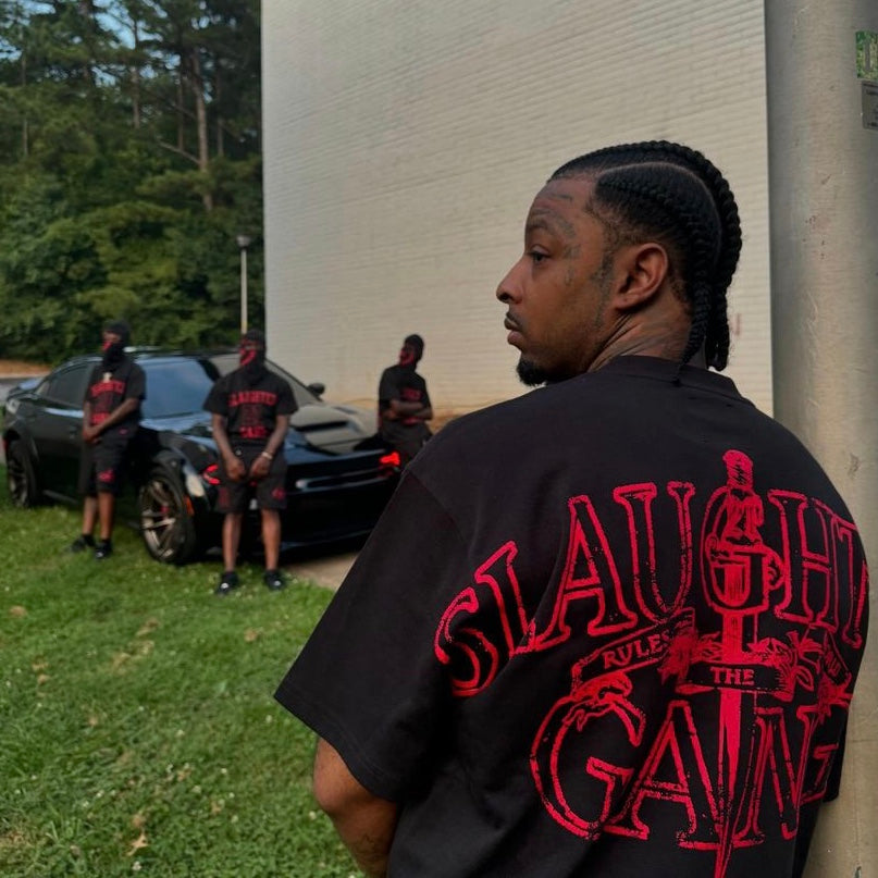 T-SHIRT CORTEIZ - slaughter gang tee-black/RED