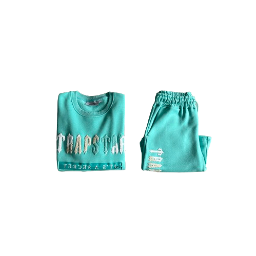 ENSEMBLE SHORT X T-SHIRT TRAPSTAR -chenille decoded 2.0 shorts tiffany blue