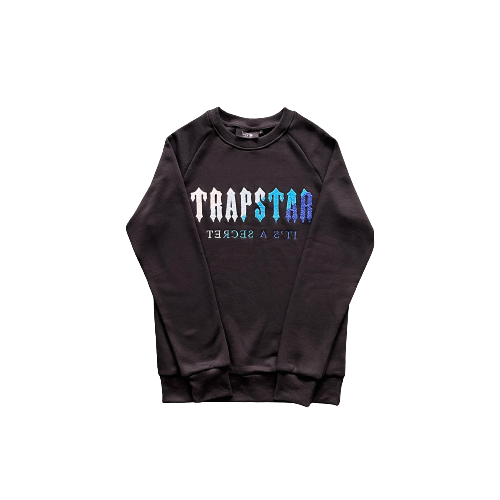 T-SHIRT MANCHE LONGUE TRAPSTAR - chenille décoded crewneck BLACK / BLUE