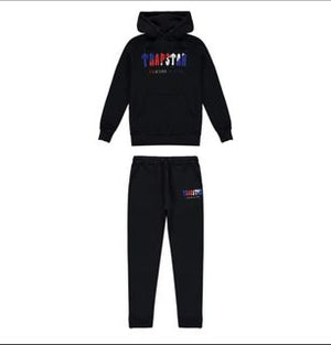 ENSEMBLE JOGGING TRAPSTAR CHENILLE DECODED HOODIE - BLACK/RED/BLUE/WHITE