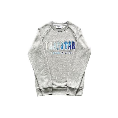 T-SHIRT MANCHE LONGUE TRAPSTAR -  chenille décoded crewneck GREY / BLUE