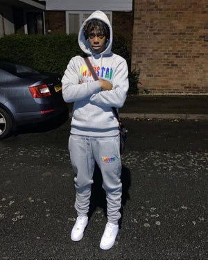 ENSEMBLE JOGGING TRAPSTAR - DECODED TRAPSTAR CHENILLE HOODIE GREY (RAINBOW)