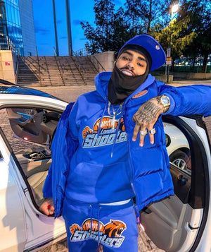 ENSEMBLE JOGGING TRAPSTAR - Shooters Hoodie Blue / ORANGE